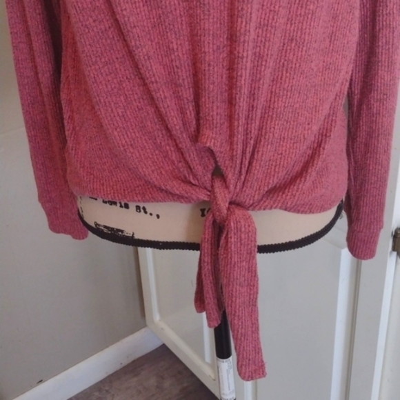 Philosophy Ribbed Knit Top Tie front Mauve Size Small - Picture 3 of 7